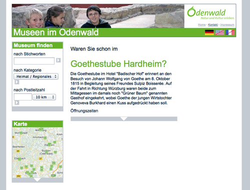 Screenshot Museenportal