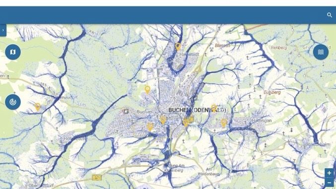 Starkregengefahrenkarten für Buchen ist online